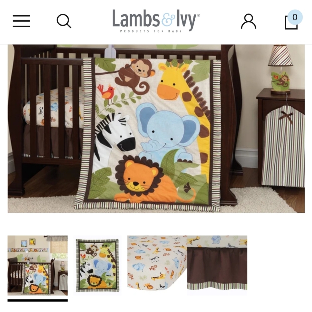 Safari jungle animals crib bedding set